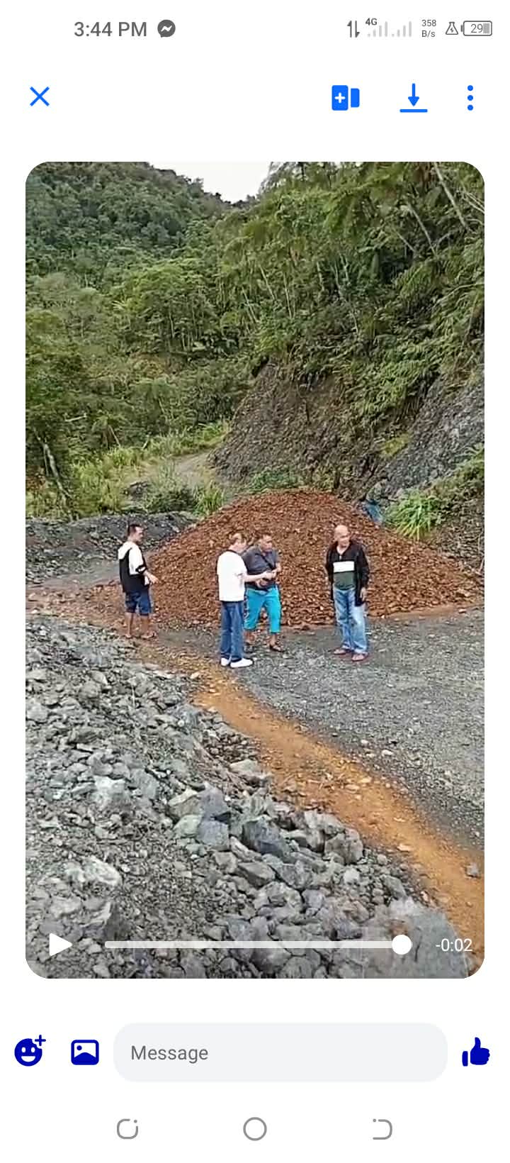 A source-area field photo shared by phone during mineral coordination