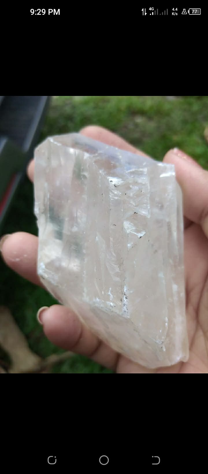 A translucent mineral hand sample shared by a source contact